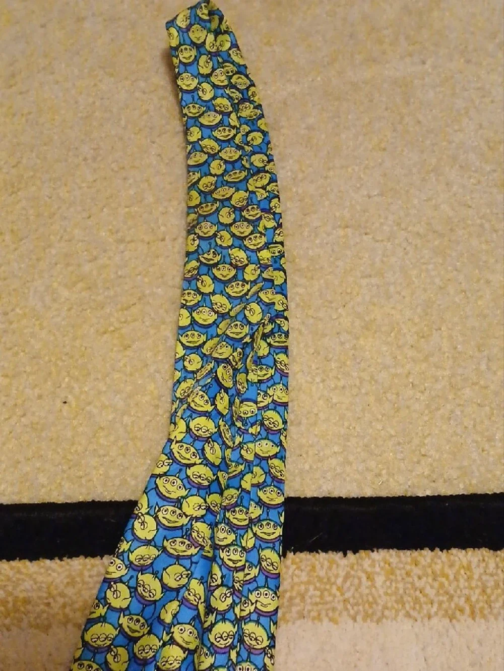 Disney Blue Tie with Yellow Alien Smile Pattern Toy Story Tie